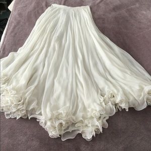 Khymanyo 26” SILK skirt IVORY ruffled hi low